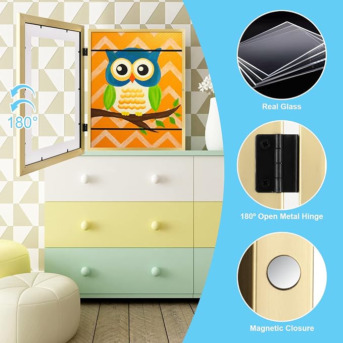 Kids Art Frames, 10x12.5 Front Opening Kids Artwork Frames Changeable, Displays - Image 4