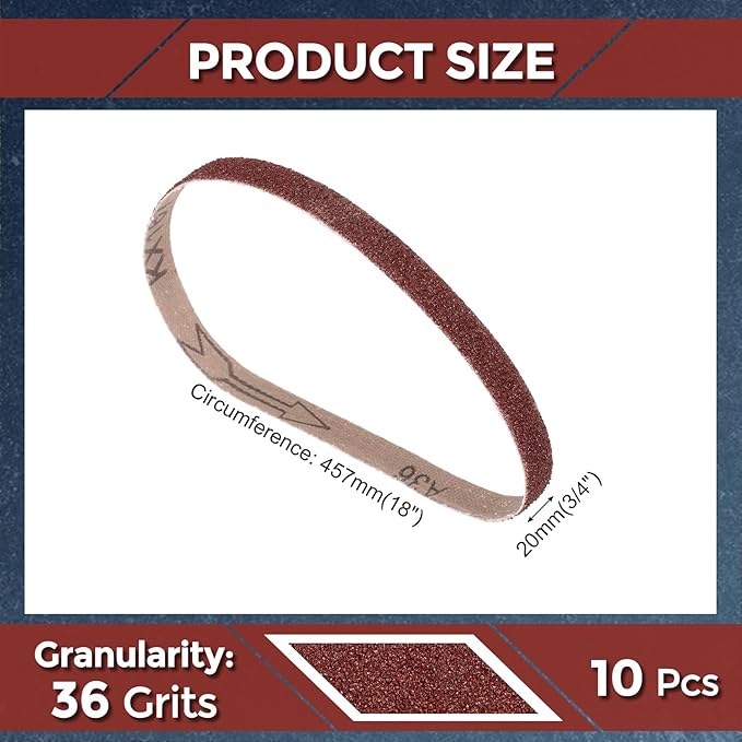 10 Pack Sanding Belts 3/4 x 18 Inch 36 Grit Aluminum Oxide Abrasive Sandpaper for Belt Sander Metal Grinding Wood Working Weld Rust Removal