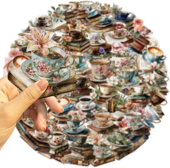 50 PCS Vintage Coffee Book Stickers - Image 4