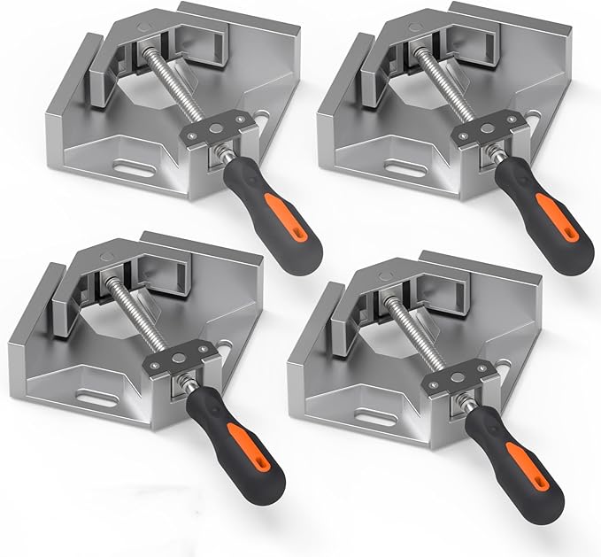 Corner Clamp, 4pcs 90 Degree Right Angle Clamp with Adjustable Aluminum Alloy Swing Jaw, Single Handle Clamps for Woodworking Tools Photo Framing, Present for Men Dad 15.1 Inch