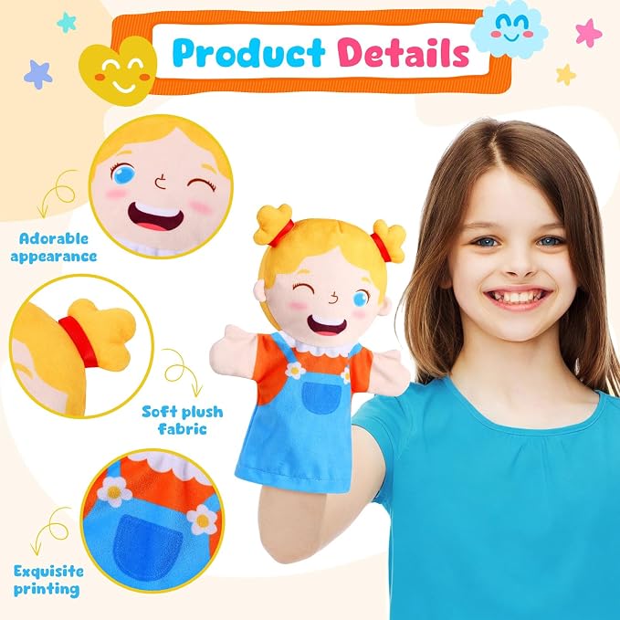 6 Pcs Role Play Hand Puppets Multicultural Entrepreneur Plush Toys Role-Play - Image 2