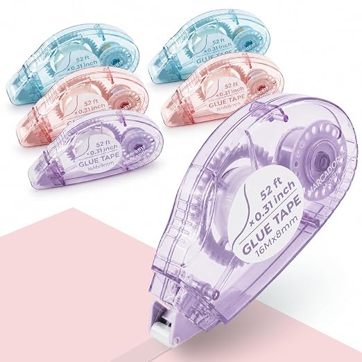 MARCADORUS Double Sided Tape Roller, Scrapbook Glue Tape 6 Pack, Extra-Long | by MARCADORUSScrapbookCraftSupplies