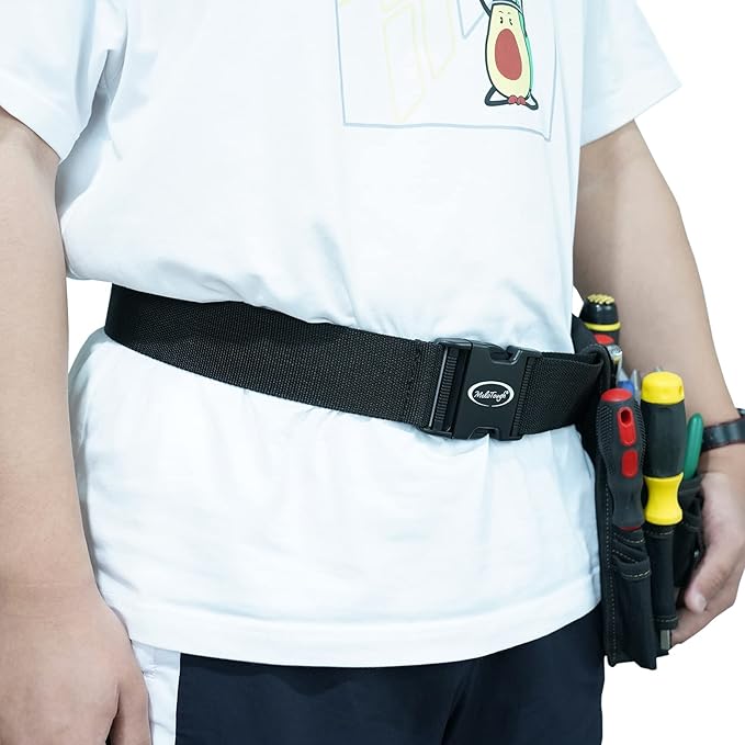 MELOTOUGH Tool Web Work Belt Buckle 2" inch Wide belt Black Simple Style for Woodworkers and Contractors