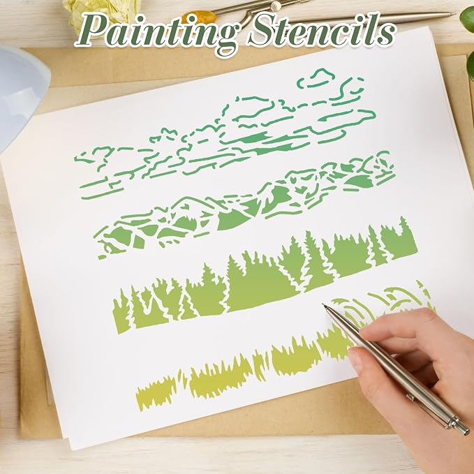 15Pcs Mountains and Animals Stencils - Image 6