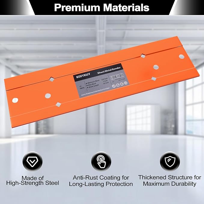 Sheet Metal Bender Folding Tool, 24 Inch Hand Seamer for HVAC Ductwork, Roofing & Metal Panels, 3/8" & 1" Fold Depth, Heavy Duty Steel Brake with High-Visibility Orange Finish