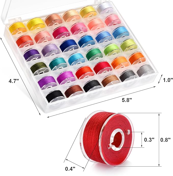 Eoehro 72pcs Sewing Thread Kit, 36 Colors Embroidery Thread, Prewound Bobbins - Image 3