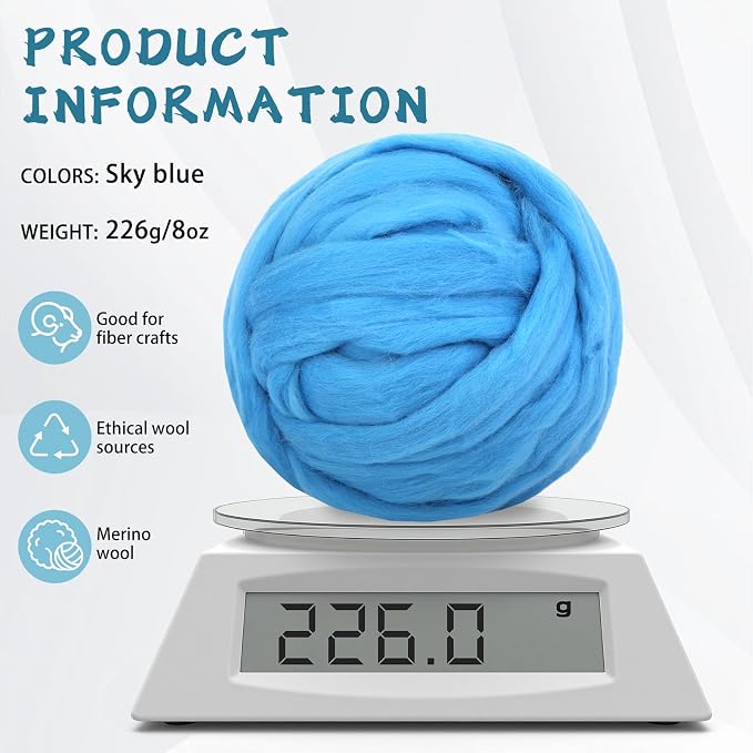Core Wool for Needle Felting, 8 OZ Merino Wool Roving, Soft Felting Wool for - Image 2