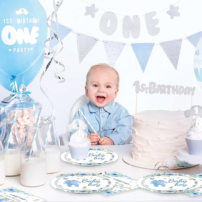 40Pcs Blue A Sweet Baby Birthday Party Decorations - Image 6