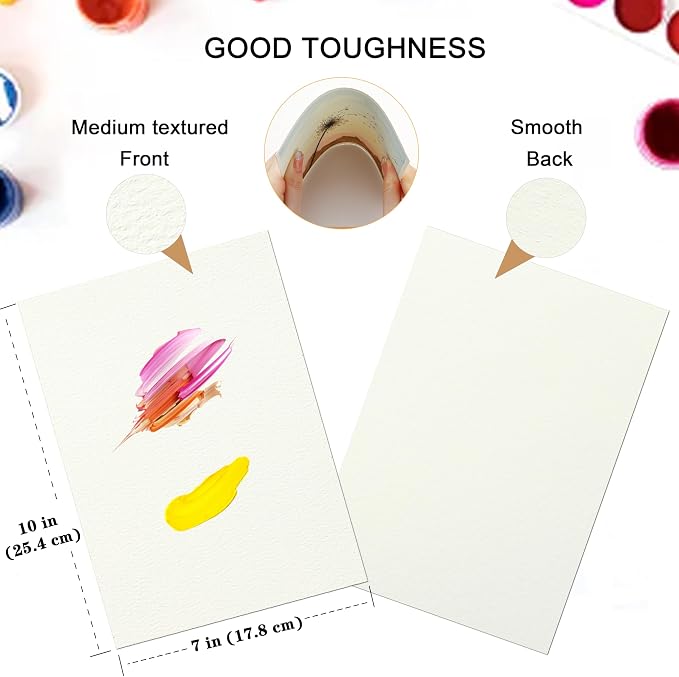 Silunkia 120 Sheets 100% Cotton Watercolor Paper 7 x 10, 140lb/300gsm - Image 2