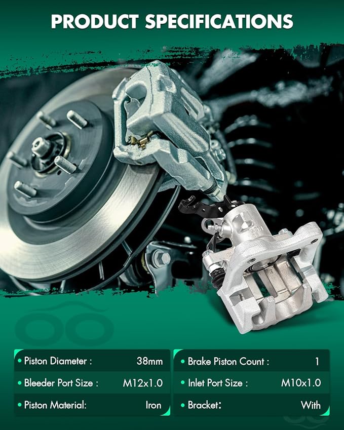 SCITOO Rear Left Brake Caliper With Bracket 19B6650 Compatible For Audi For A3 2010-2012,For Volkswagen For Type 1 2013-2019,For Volkswagen For Golf 2011,For Volkswagen For Jetta 2012-2018