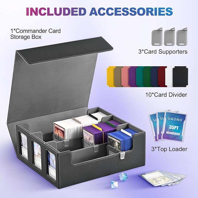 UAONO Card Storage Box for Trading Cards, 1800+ Commander Deck Box for MTG - Image 3