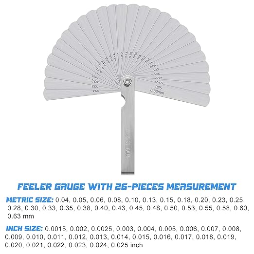 Weewooday 3 Pcs Straight and Angled Stainless Steel Feeler Gauge, Dual Inch and Metric Feeler Gauges, 32-Pieces/ 26-Pieces/ 16-Pieces Valve Feeler Gauge for Measuring Width Thickness