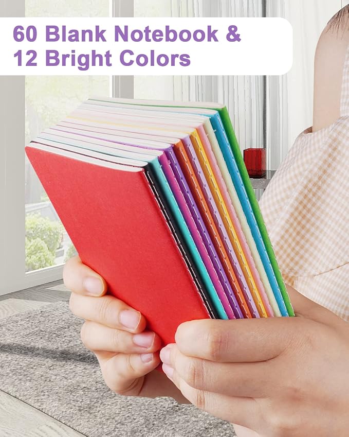 Dynta Small Notebook Bulk 60 Packs A6 Mini Sketchbooks Blank Page Colorful Cover - Image 2