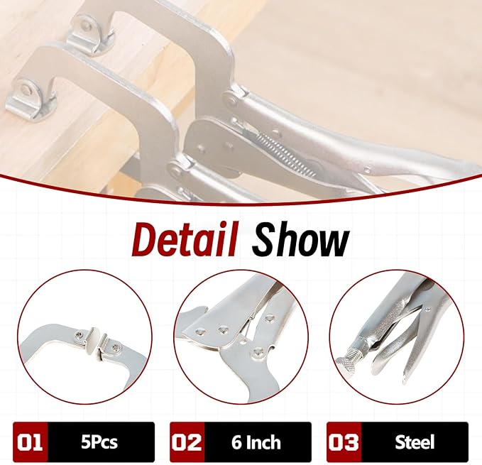 findmall 10Pcs 11 Inch Locking C Clamps with Swivel Pads Heavy Duty C-Type Locking Plier Table and Tool Vise Grip