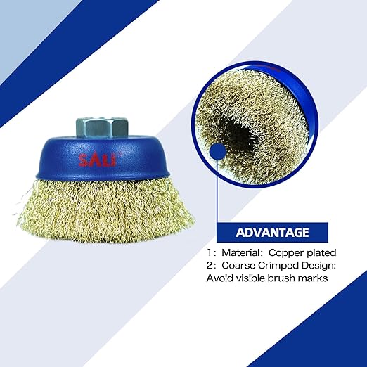SALI 12 Pack Wire Cup Brush, 3 Inch Coarse Crimped Cup Brush for Grinders, with 5/8 Inch Arbor for Heavy Cleaning Rust, Stripping and Abrasive, for Angle Grinder
