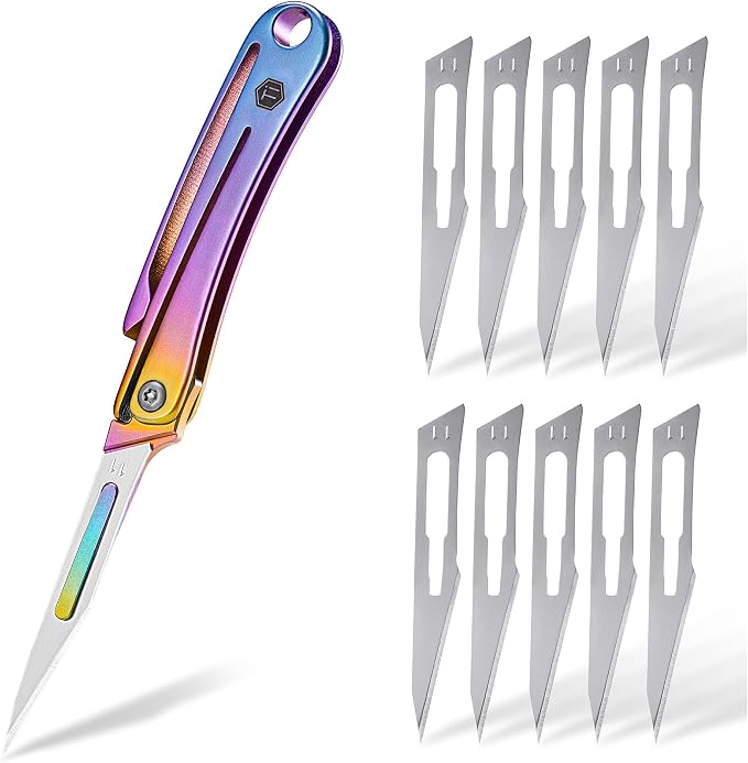 KeyUnity KK07 Rainbow Precision Craft Utility Blade Titanium Handle Mini by KeyUnity