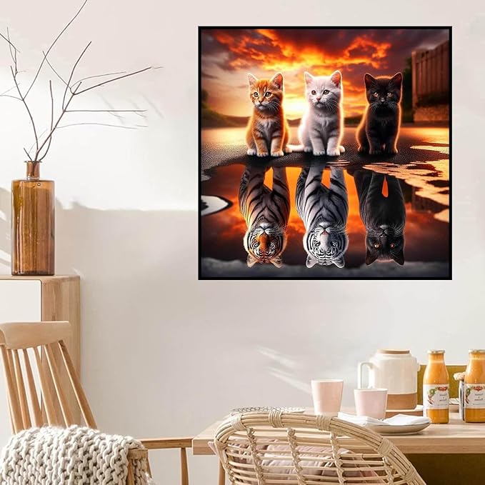 Cat Diamond Art Kits for Adults, Full Drill Tiger Diamond Painting Kits for - Image 3