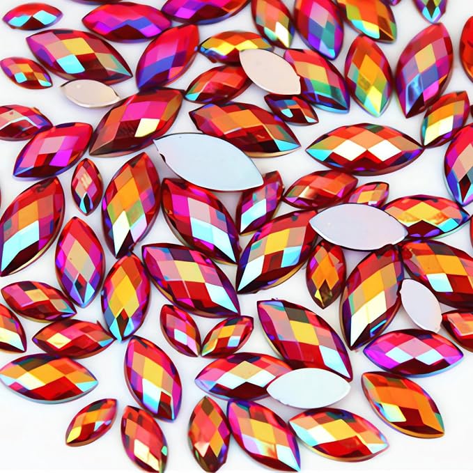1000Pcs Crystal AB Horse Eye Rhinestones Glitter Gems Flatback Acrylic by UYTRDVG