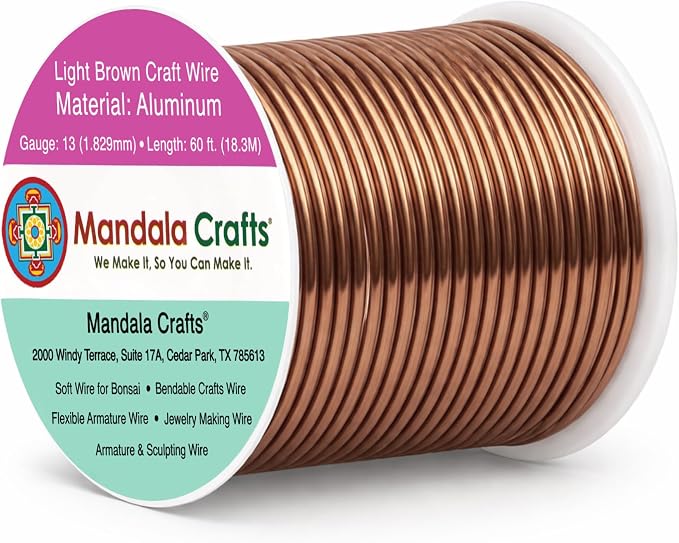 Mandala Crafts 13 Gauge Light Brown Anodized Aluminum Craft Wire, 60 FT | by MandalaCrafts