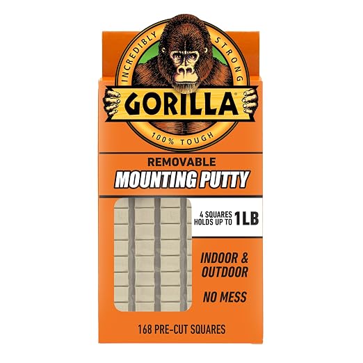 Gorilla Removable Mounting Putty Reusable & Repositionable Adhesive 168 Count by Gorilla