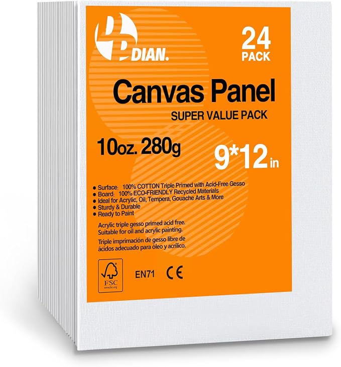 Canvas Boards for Painting 9x12 Inch, Watercolor by DPDIAN