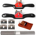Adjustable Spokeshave Set - 2pcs Spokeshave, 6pcs Metal Blade, Portable Woodworking Planes and 4-Way Wood Rasp File, Perfect for Wood Craft and Woodworking