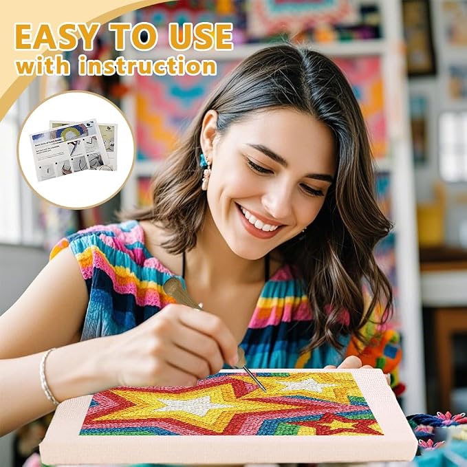 Doodlream Colorful Stars DIY Punch Needle Embroidery Kit - Image 3