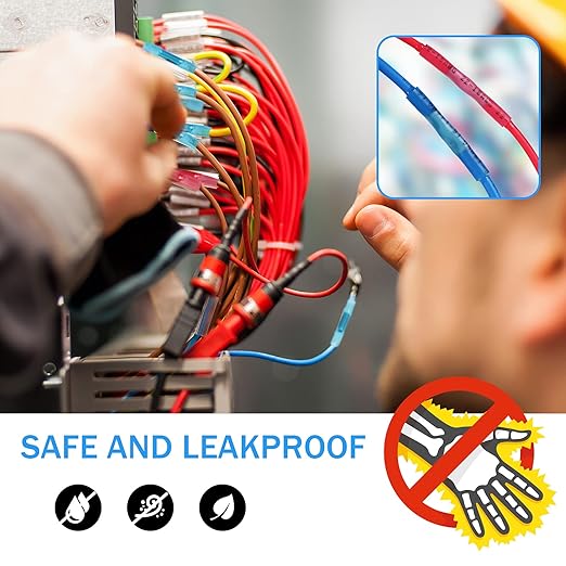 Kuject 1000PCS Heat Shrink Wire Connectors Kit, Electrical Waterproof Crimp Butt Terminals, Insulated Spade Connectors for Automotive Marine Boat Truck, Include Rings Forks Spade Butt Splices