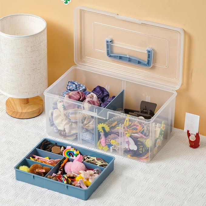 2 Pack Plastic Dividing Storage Box, 2 Layer Multipurpose Craft Organizer and - Image 5