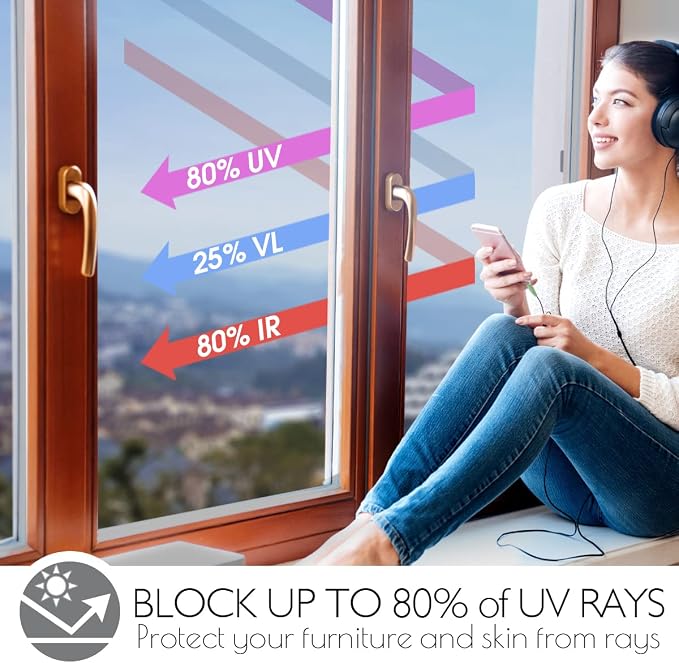 HIDBEA One Way Privacy Window Film, Daytime Mirror Reflective Heat Control UV - Image 3
