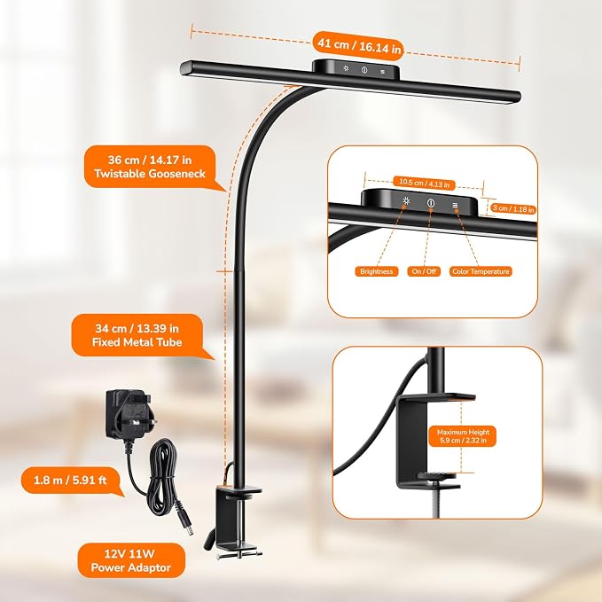 Lepro Led Desk Lamp for Home Office, Metal Architect Lamp - Image 6