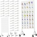 Metal Pegboard Display Stand 2 x 4.9 Feet, Adjustable Height with 40 Peg Board Hooks and Wheels, pegboard display rack, Craft Display Rack, Retail Display Rack, Garage Peg Board, Pegboard