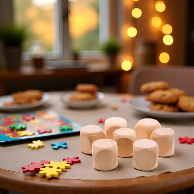 10 Pcs Wooden Dice, 6 Sided Blank Dice Round Corner Cube DIY Graffiti Crafts - Image 7