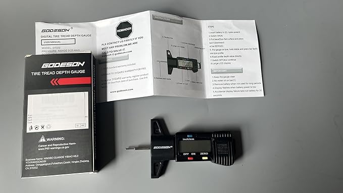 GODESON Digital Tyre Tread Depth Gauge UK,0-25.4 Mm Inch Tyre Guage Digital with Large LCD Display and Tire Tread Depth Measuring Tool for Cars,Trucks,Moto