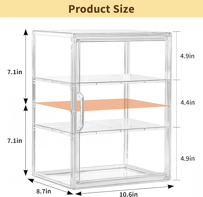 Attelite Acrylic Display Case for Collectibles Adjustable 3-Tiers，2Pack | Clear - Image 2