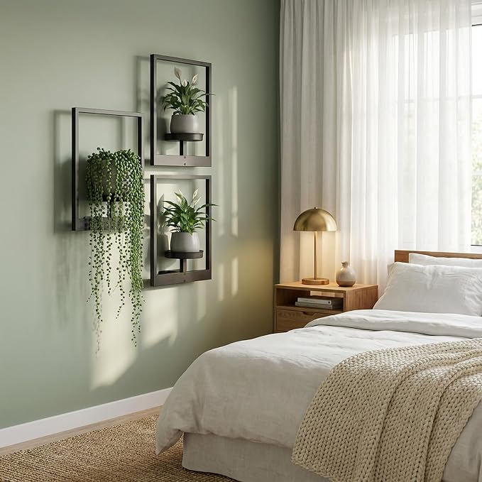 Picture Frame Wall Planters Set of 3, Modern Metal Hanging Shelves - Image 5