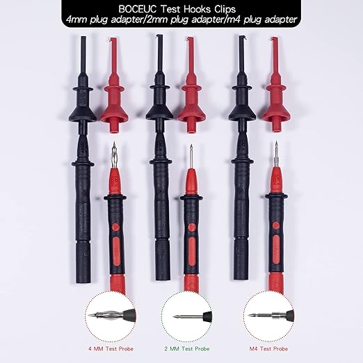 Grabber Micro Test Hook Clip for 4mm Plug Test Probe, Multimeter Mini Grabber Test Clips Conversion Connection for Push-in Pen Tip