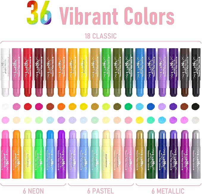 JUPITEARTH 36 Colors Tempera Paint Sticks - Image 2