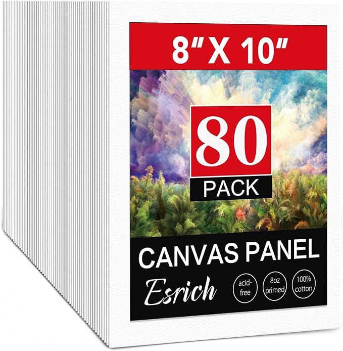 ESRICH 8x10 Canvas for Painting, 80 Pack Blank Painting Canvas, Primed Cotton by ESRICH