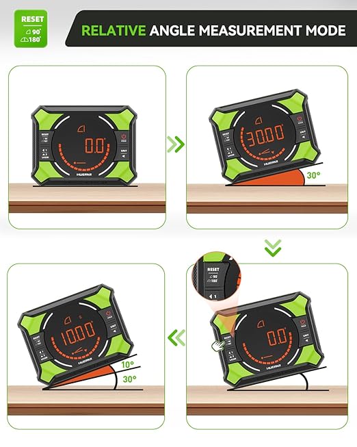 Huepar Digital Angle Gauge with Laser Level, Rechargeable 3-in-1 Digital Angle Finder with Magnetic, Measures 0-90° & 0-180° Range, Digital Electronic Level Accessory for Woodworking Tools