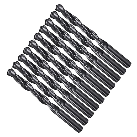 Drill Bit, 11mm Cutting Diameter, 4241 HSS Nitriding Black 118° Cutting Angle Versatile Jobber Bits - (Applications: for Drilling Plastic Wood Soft Metal), 10-Pieces