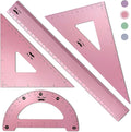 Mr. Pen- Metal Geometry Kit, 4 Pack, 45° & 30°/60° Set Squares | 6" Protractor by MrPen