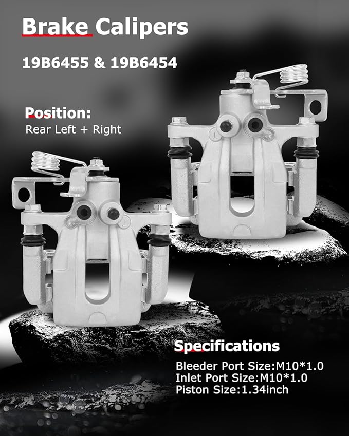 cciyu Rear Left & Right Brake Calipers Assembly w/Bracket 19B6455 19B6454 2011 2012 2013 2014 2015 2016 For Hyundai For Elantra,2013 2014 For Hyundai For Elantra Coupe