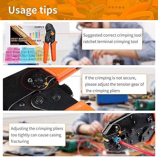 450PCS Electrical Connectors Red Copper, Heat Shrink Wire Connectors Kit, Crimp Connector Wire Terminals for Automotive Marine