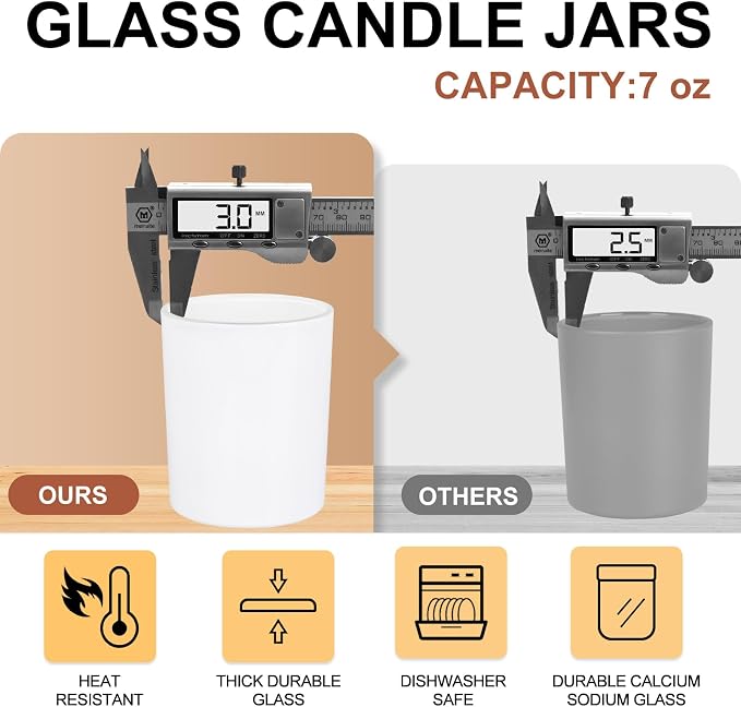 SHOWIN Thick Candle Jars for Making Candles 16 Pcs, 7 OZ Empty Jars - Image 4