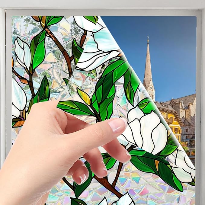 Floral Stained Glass Window Privacy Film, Retro Decorative Rainbow Window - Image 3