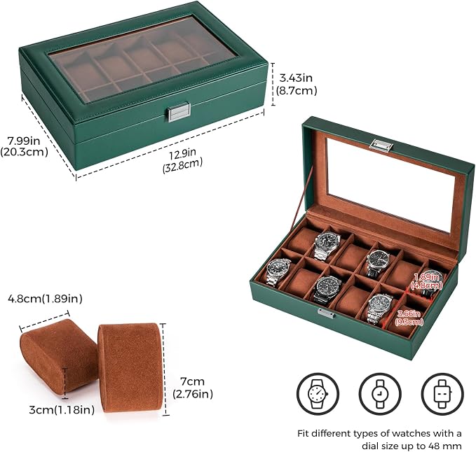 ProCase Watch Box Organizer, 12 Slot Watch Display Case - Image 5