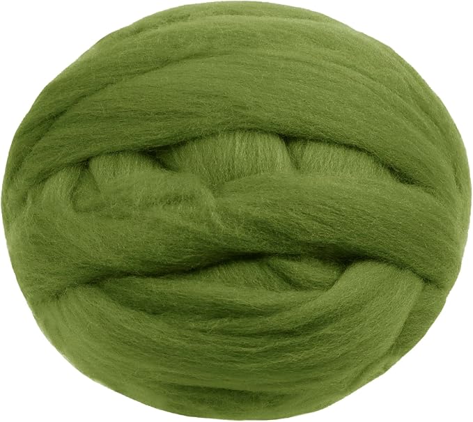 JeogYong Needle Felting Wool, 3.53oz Wool Roving Chunky Wool Yarn, Olive Green by JeogYong