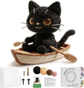 DIY Needle Felting Kit Black Cat in Rowing Boat – Needle Felting Starter Kit by FaceNFace