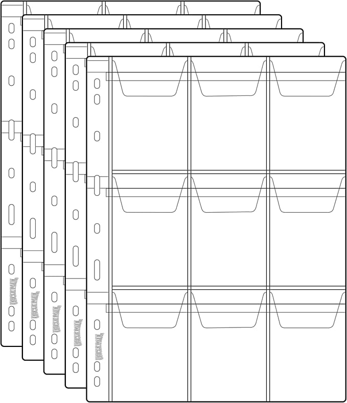 Coin Collecting Pages 5 Sheets 9 Pockets Standard 9Hole Coin Pocket Inserts by UnclePaul